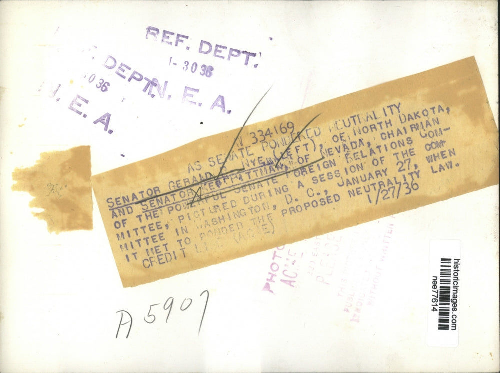 1936 Press Photo Senator Gerald Nye of N Dak & Nevada Senator Ken Pittman