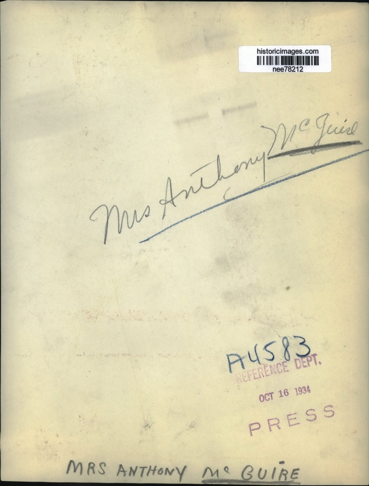 1934 Press Photo Mrs Anthony McGuire - nee78212