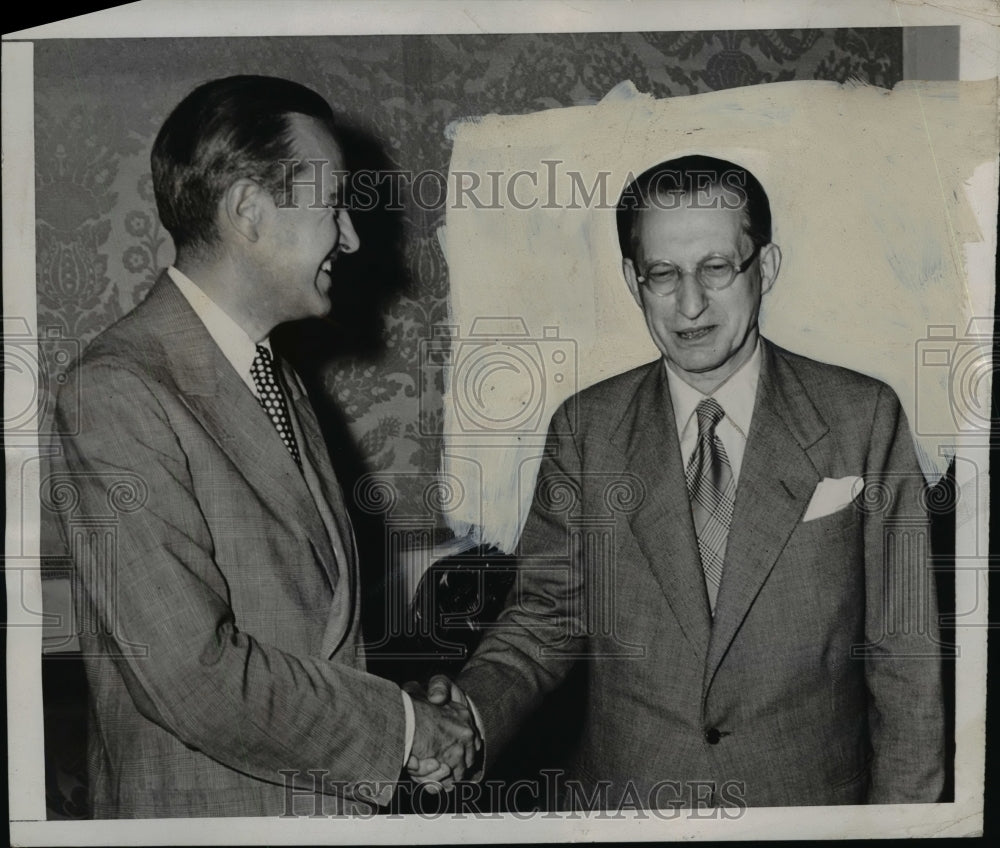 1947 Press Photo Averell Harriman, U.S. Sec. of Commerce and Alcide De Gasperi.