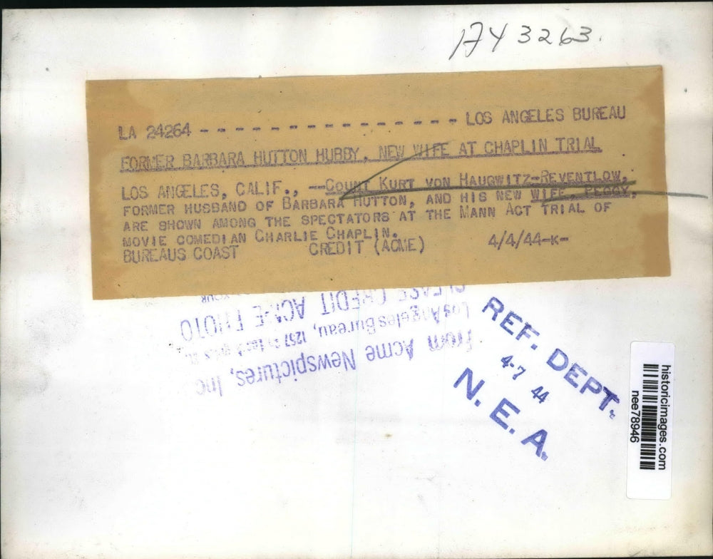 1944 Press Photo Count Kurt von Haugwitz-Reventlow and wife Peggy. - nee78946