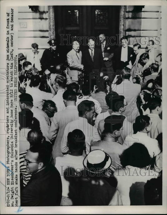 1952 Press Photo Dwight Eisenhower Columbia University home & Senator Taft