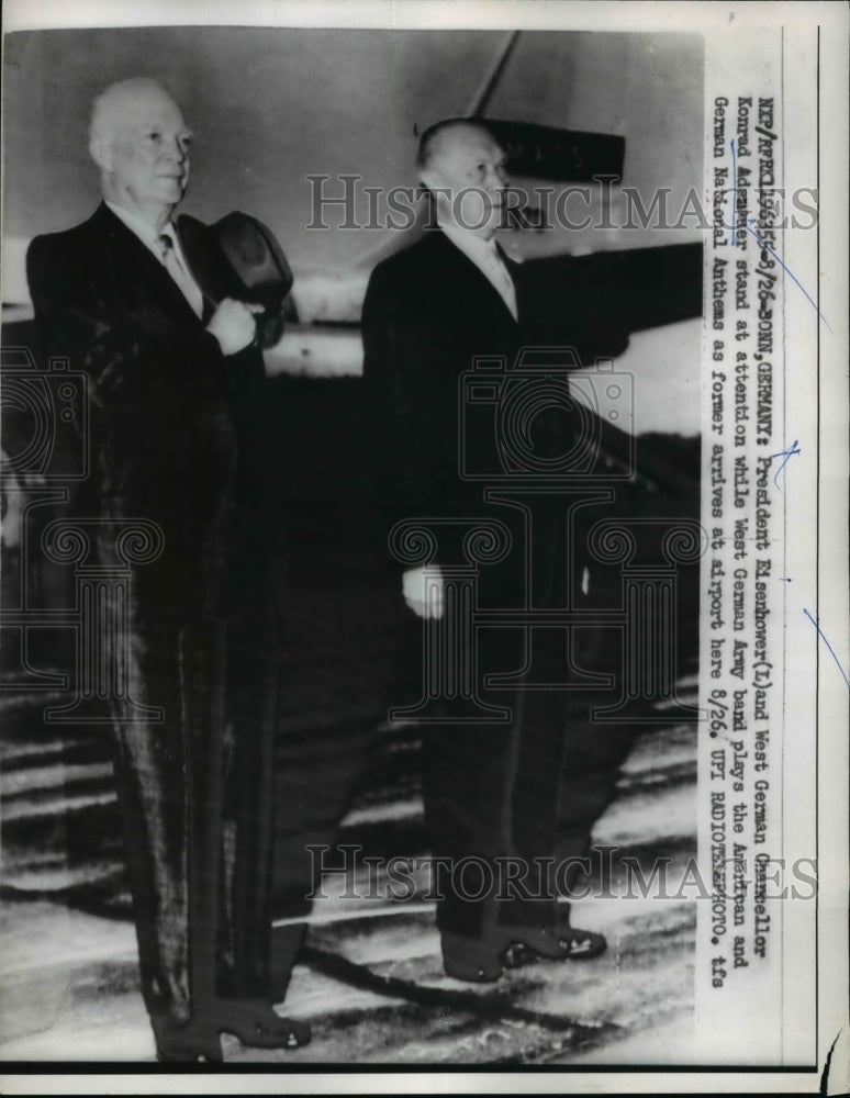 1959 Press Photo President Eisenhower & West Germany Chancellor Konrad Adenauer