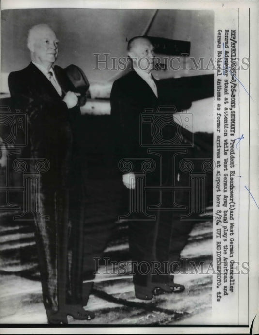 1959 Press Photo President Eisenhower & West Germany Chancellor Konrad Adenauer