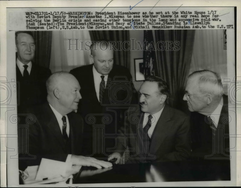 Load image into Gallery viewer, 1959 Press Photo Pres. Eisenhower and Soviet Deputy Premier Anastas I.Mikoyan.
