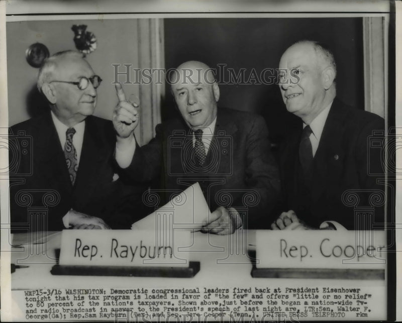 Load image into Gallery viewer, 1954 Press Photo Sen. Walter F. George, Rep.Sam Rayburn and Rep. Jere Cooper.

