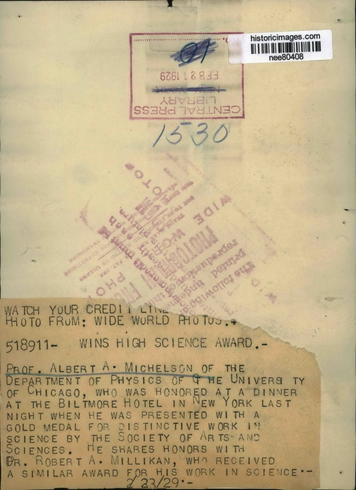 1929 Press Photo Professor Albert A Michelson University of Chicago Physics Dept