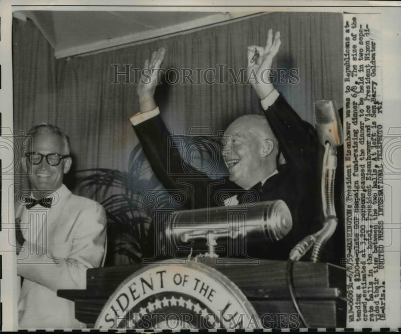Load image into Gallery viewer, 1959 Press Photo Pres. Eisenhower at GOP campaign fund-raising dinner.
