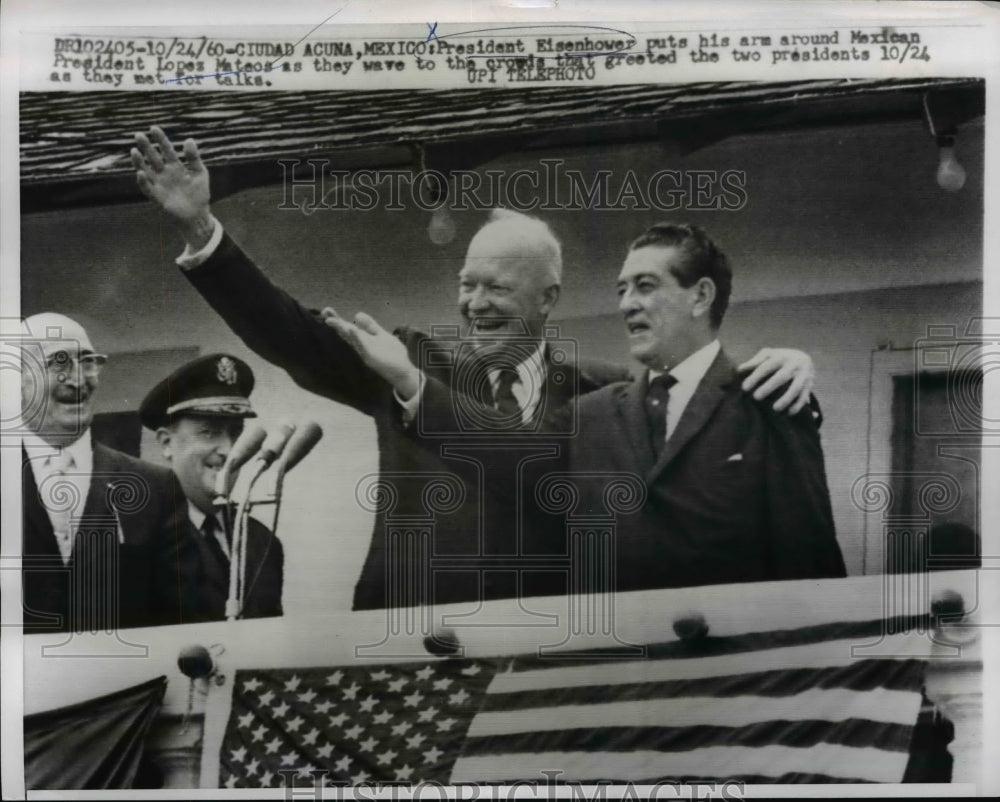 1960 Press Photo Pres.Dwight. Eisenhower and Mexican Pres. Lopez Mateos.