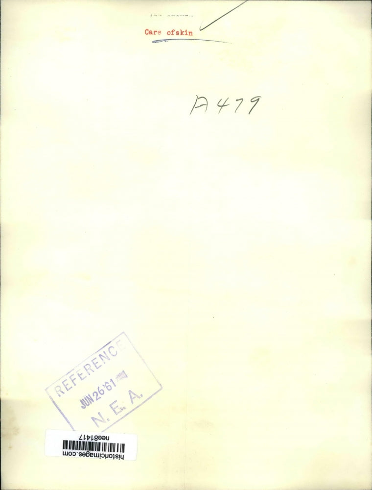 1961 Press Photo A woman applies makeup in a daily beauty skin care routine