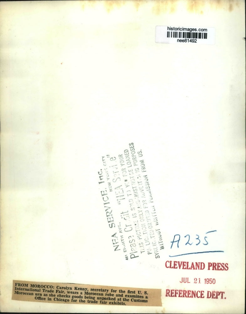 1950 Press Photo Carolyn Kenny US International Trade Fair secretary in Chicago