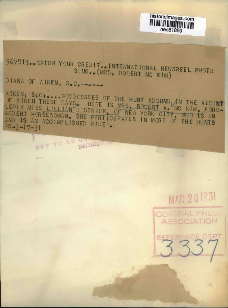 1931 Press Photo Mrs. Robert V.McKimaround,participates in Hunts and Rider.