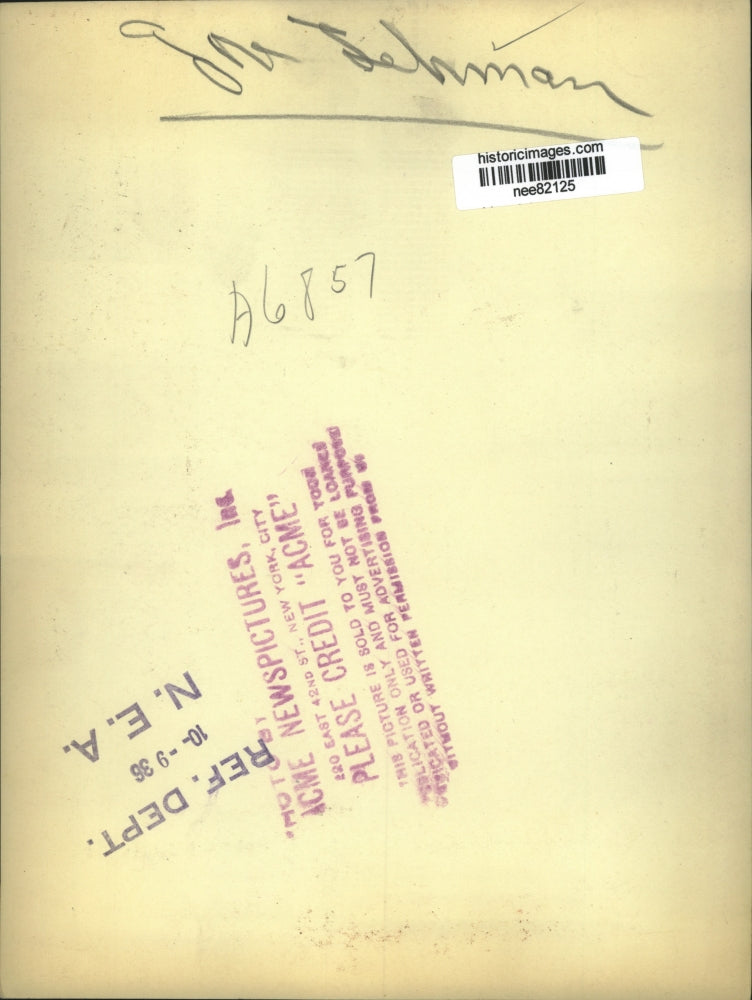 1936 Press Photo Gov. Herbert Lehman of New York. - nee82125