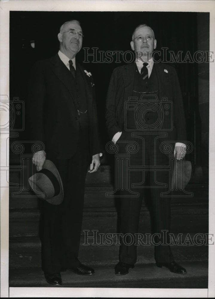 1938 Press Photo Former Kansas Governor Alfred Landon, Boston U pres Dan Marsh