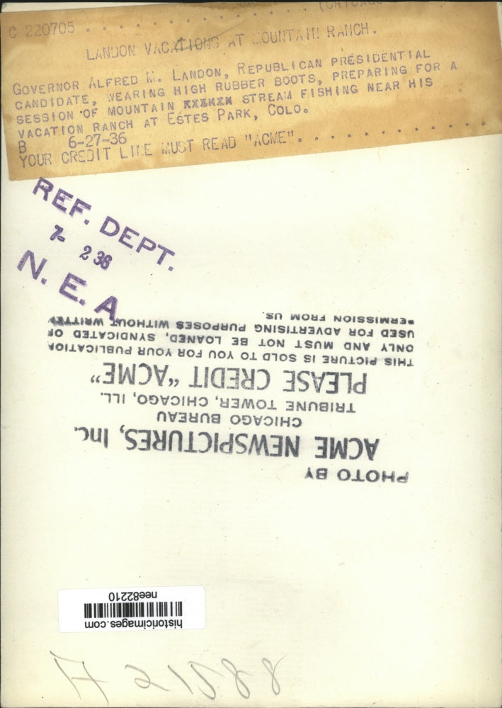 1936 Press Photo Kansas Governor Alfred Landon Presidential candidate