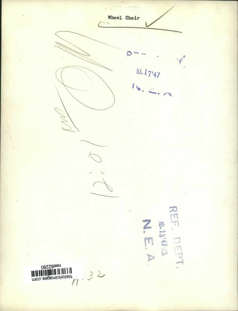 1947 Press Photo Wheelchair. - nee82280