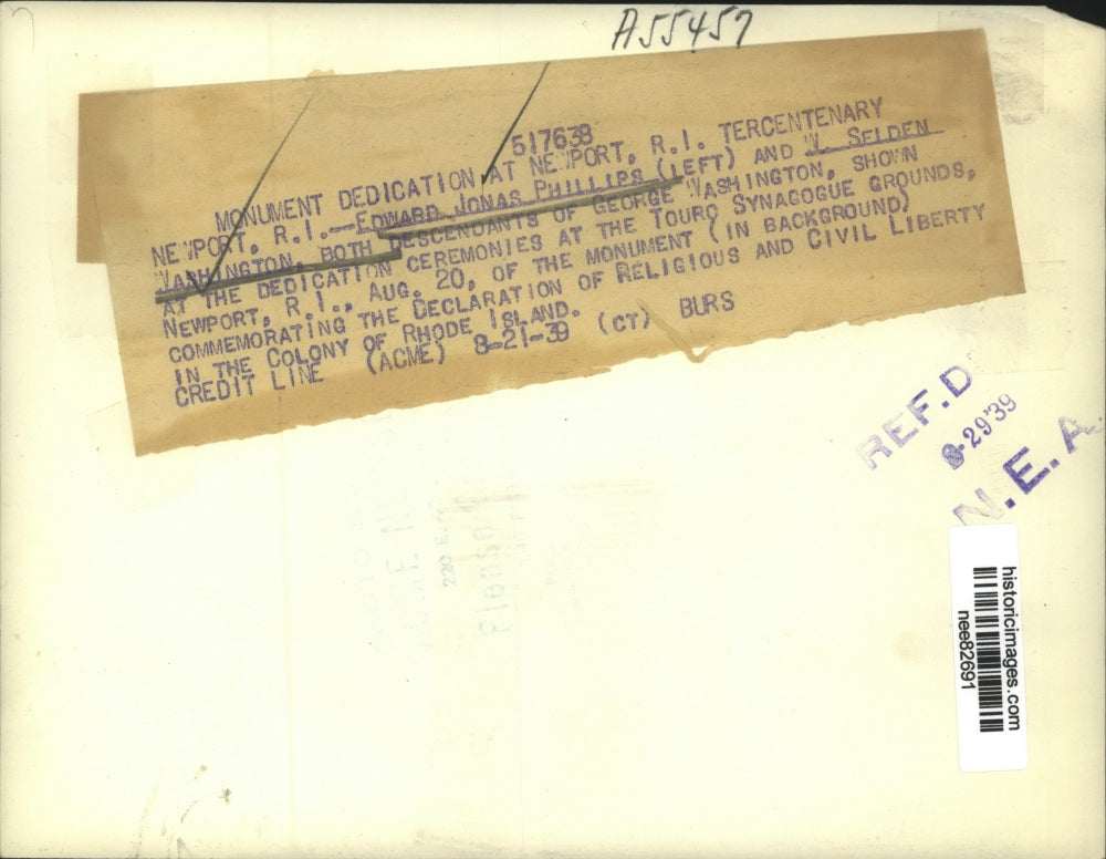 1939 Press Photo Edward Jonas Phillips and W.Selden Washington at Newport R.I.