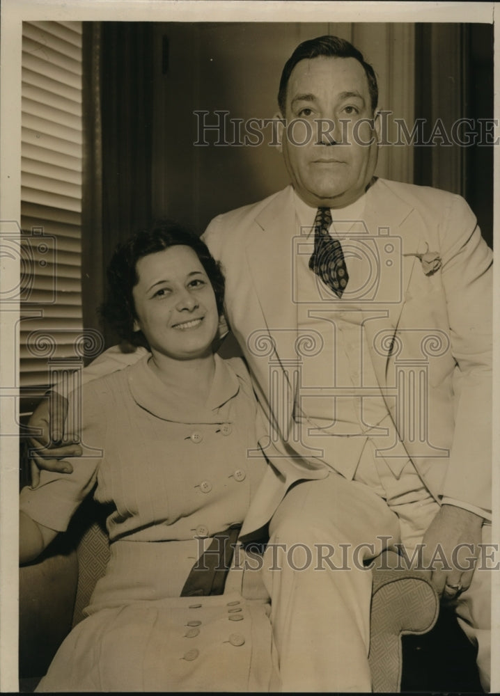 1939 Press Photo New Orleans Mayor Robert Maestri & bride Hilda Bertoniere