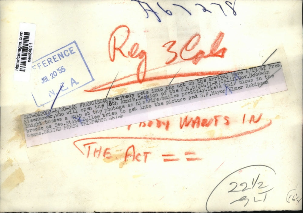 1955 Press Photo President Dwight Eisenhower, Ca Governor Goodwin Knight