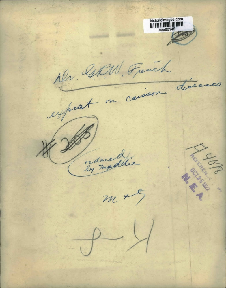 1922 Press Photo Dr GRW French expert in caisson jiseases - nee86145