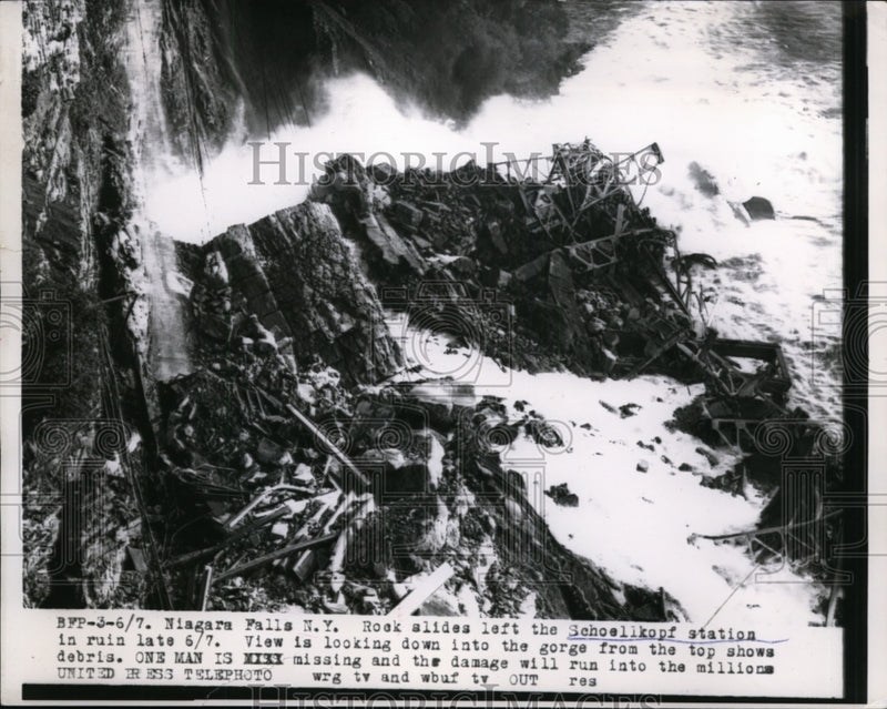 Load image into Gallery viewer, 1956 Press Photo Rock Slides left the Schoellkopf Power Station in ruin

