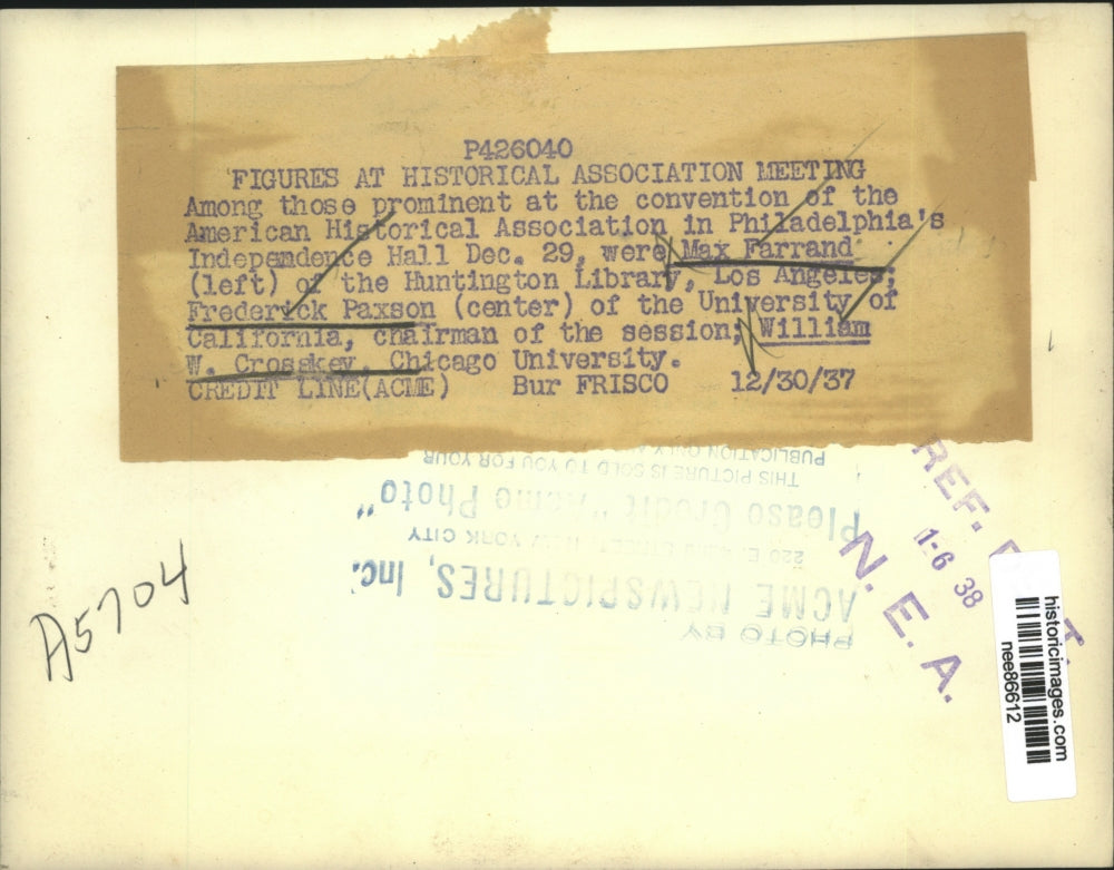 1937 Press Photo Figures at American Historical Association in Philadelphia