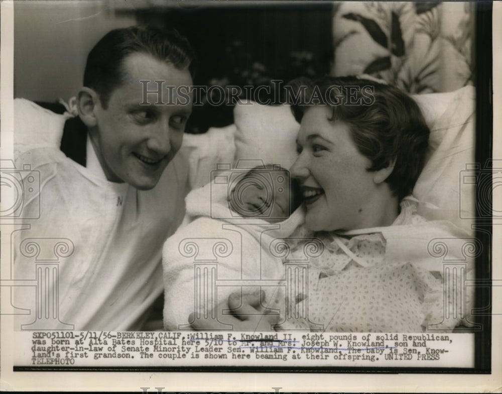 1956 Press Photo Mr and Mrs. Joseph W.Knowland and son William F Knowland II
