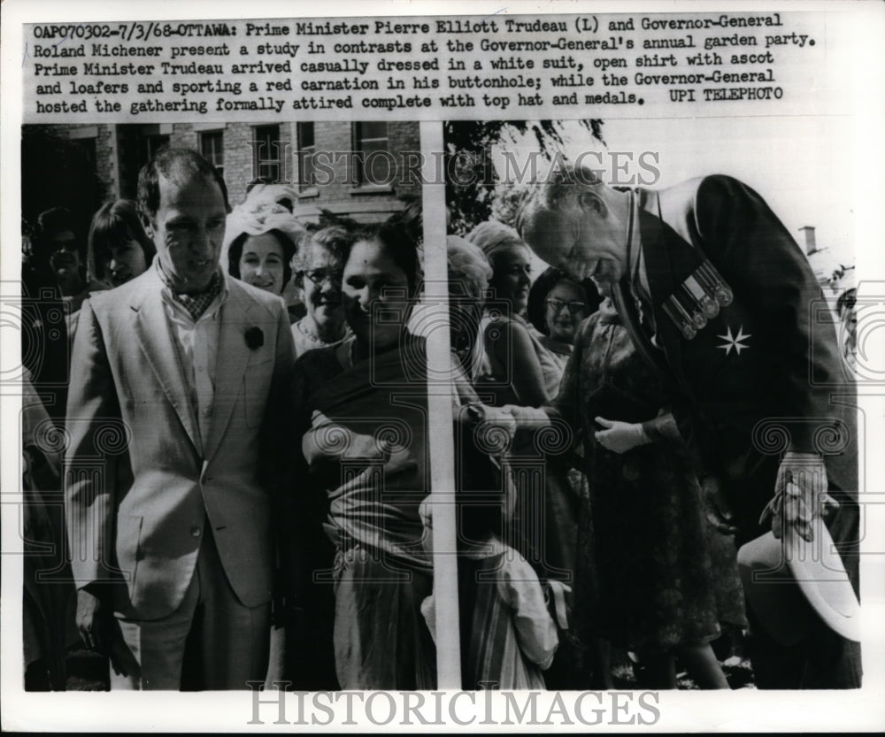 1969 Press Photo Prime Minister Pierre Trudeau & Governor General R Michenerr