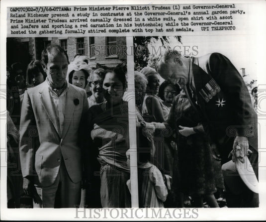 1969 Press Photo Prime Minister Pierre Trudeau & Governor General R Michenerr