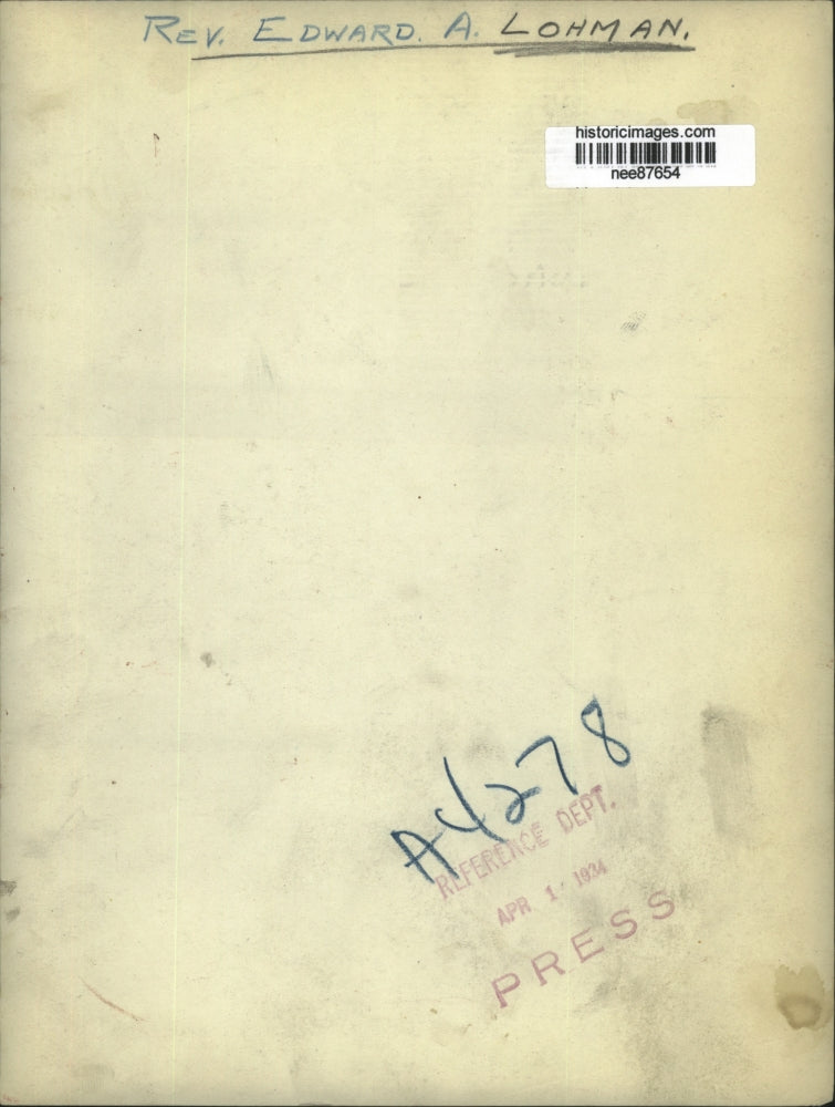 1934 Press Photo Reverend Edward A Lohman - nee87654