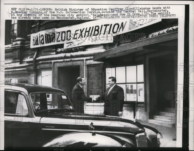 Load image into Gallery viewer, 1958 Press Photo Geoffrey Lloyd British Prime Minister and W BRadley Connors
