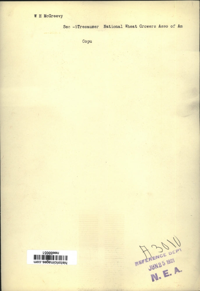 1921 Press Photo WH McGreevey Secretary Treasures National Whet Growers