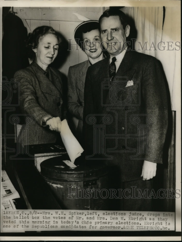 1950 Press Photo Ohio Treasurer & Governor candidate Don Ebright & wife,