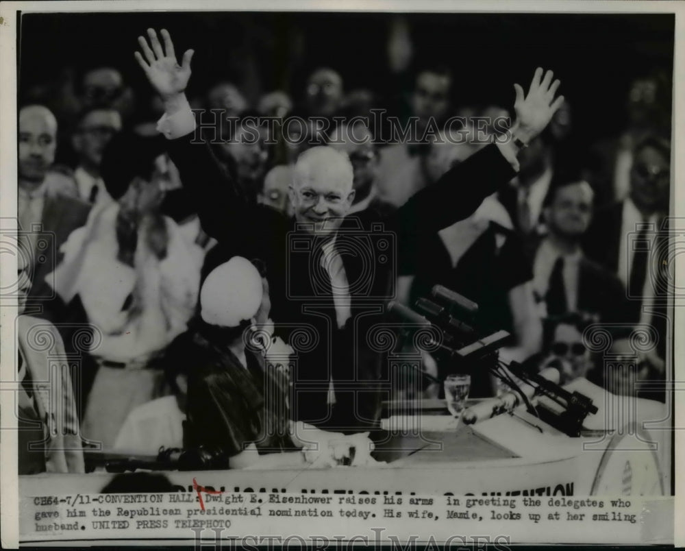 1952 Press Photo Presidential candidate Dwight Eisenhower at Convention Hall