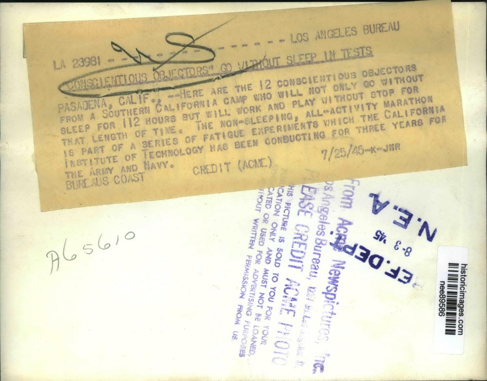 1940 Press Photo Conscientious objectors at CA Institute of Technology