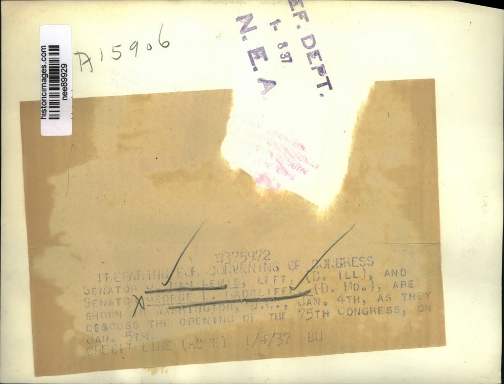 1937 Press Photo Senators J Ham of Illinois & George Raddcliff of Maryland