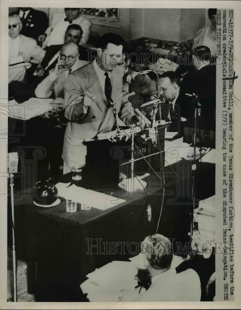 1952 Press Photo Sen Guill Testifies Before The Convention Credentials Committe