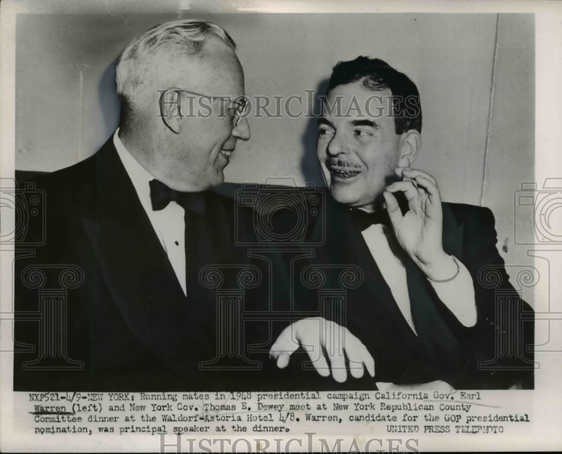 Load image into Gallery viewer, 1952 Press Photo Gov. Earl Warren of California and Gov. Thomas E. Dewey of N.Y
