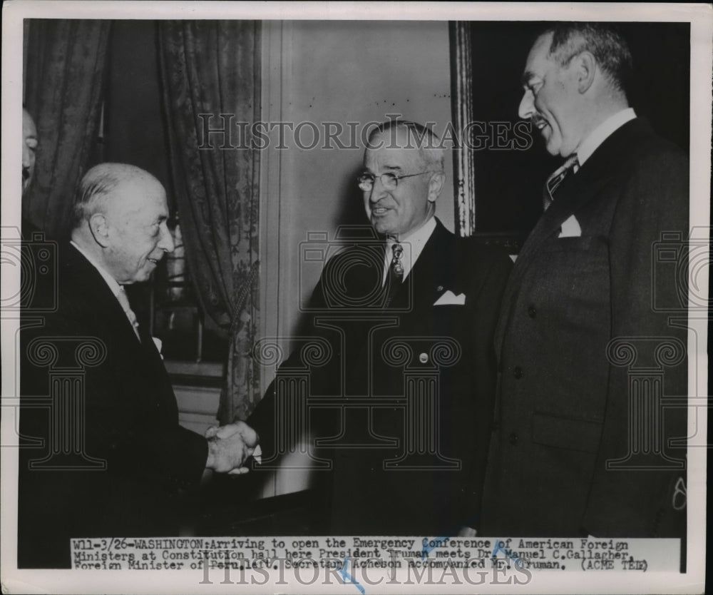 1951 Press Photo President Truman Meets Dr. Manuel Gallagher - nee91518