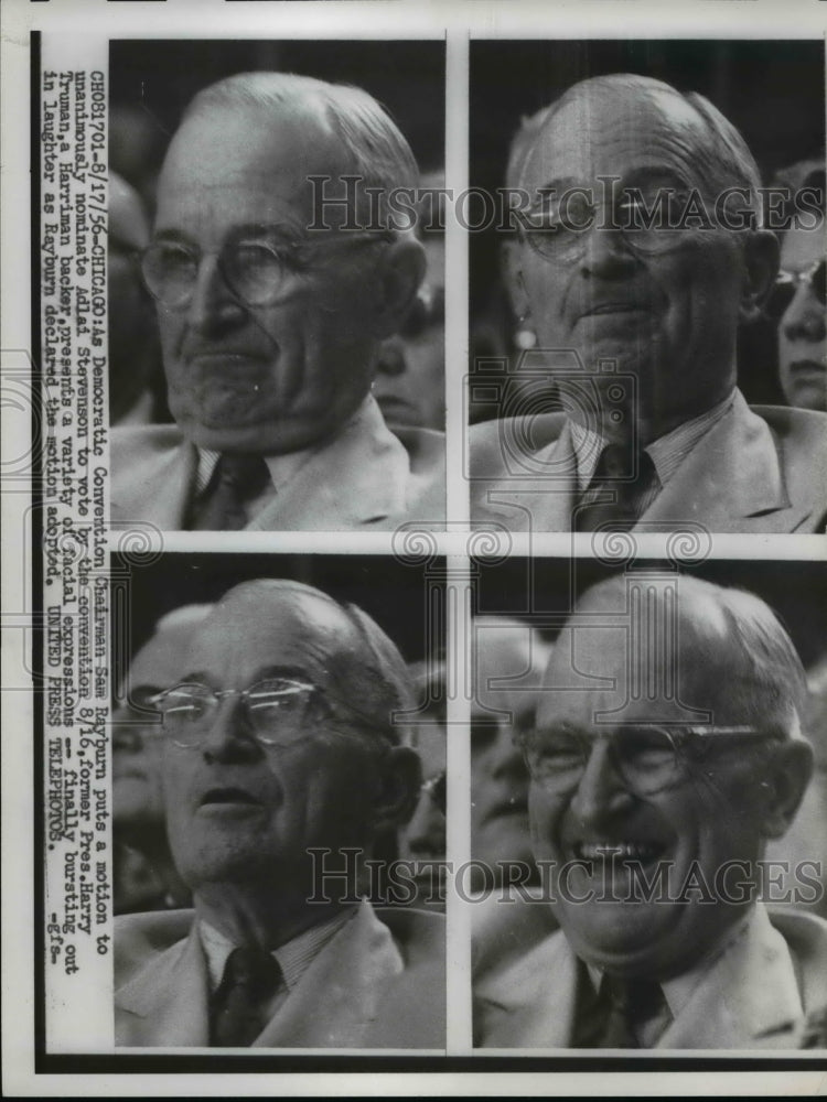 1956 Press Photo Pres. Harry Truman in variety of facial expressions