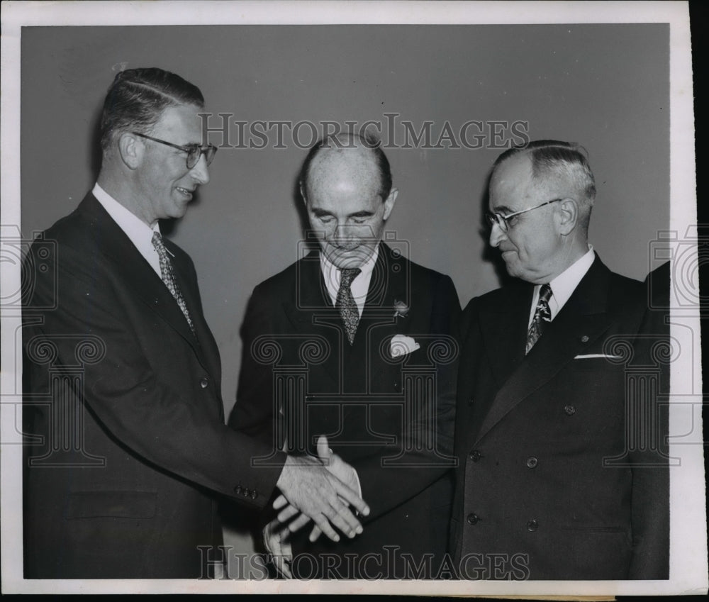 1952 Press Photo Pres. Harry Truman with Sen.Estes Kefauver and Francis Biddle