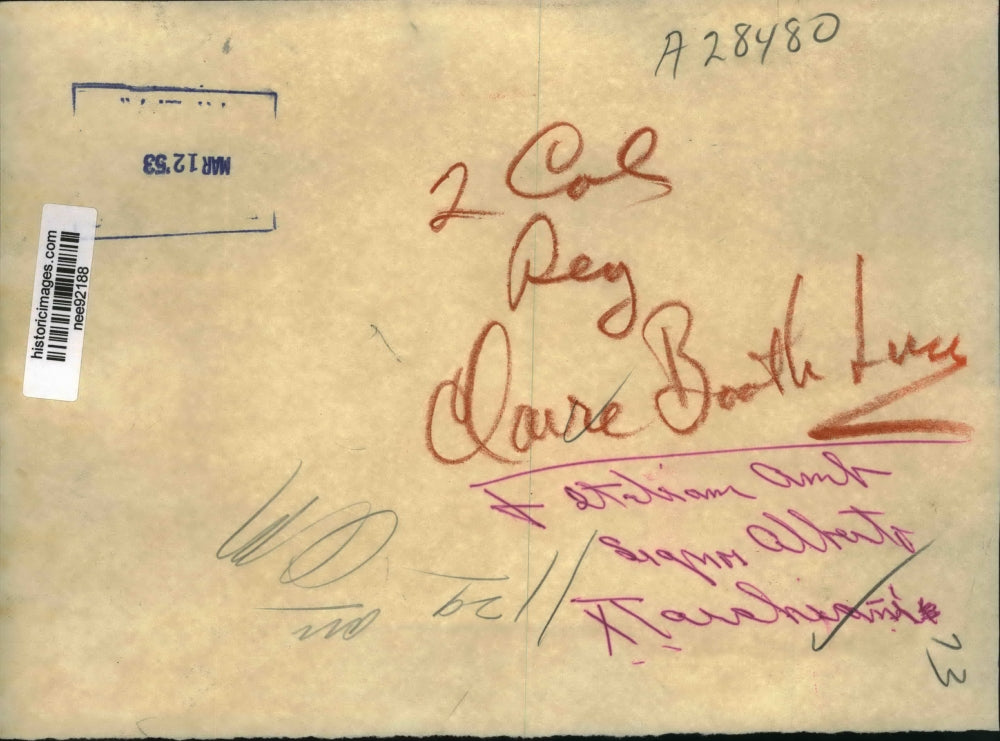 1953 Press Photo Italian Ambassador Sergio Albert Shakes Hand With Claire Lucy