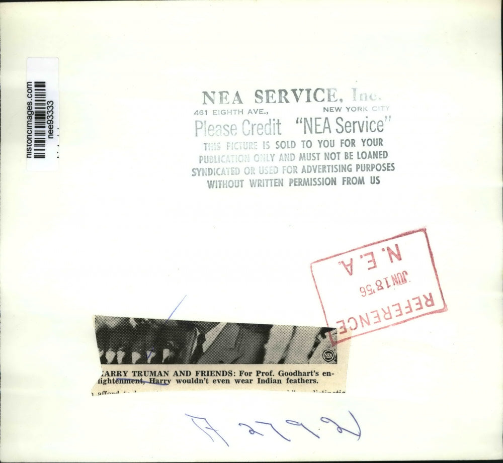 1956 Press Photo President Harry S.Truman and Indian Friends - nee93333