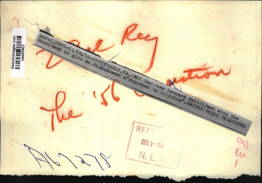 1955 Press Photo Pres. Dwight Eisenhower and GOP Chairman Leonard Hall