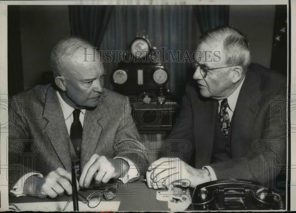 1936 Press Photo President Eisenhower and Secretary of State John Foster Dulles