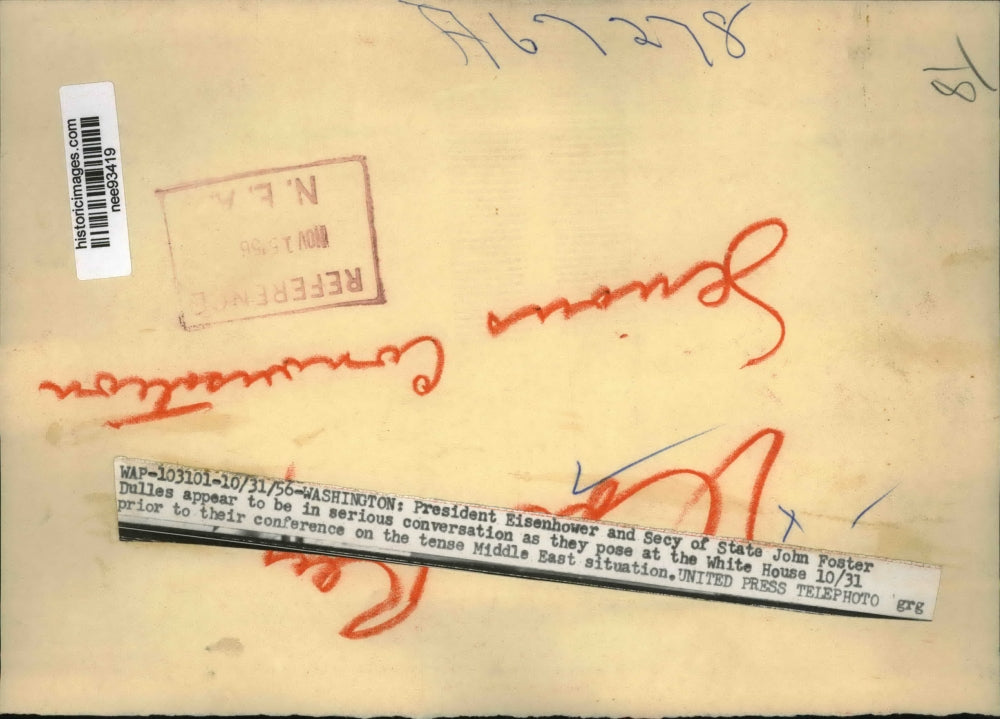 1936 Press Photo President Eisenhower and Secretary of State John Foster Dulles