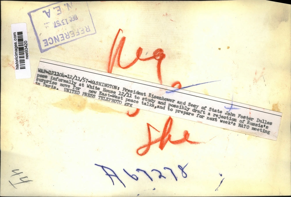 1957 Press Photo President Eisenhower And John Foster Dulles At The White House