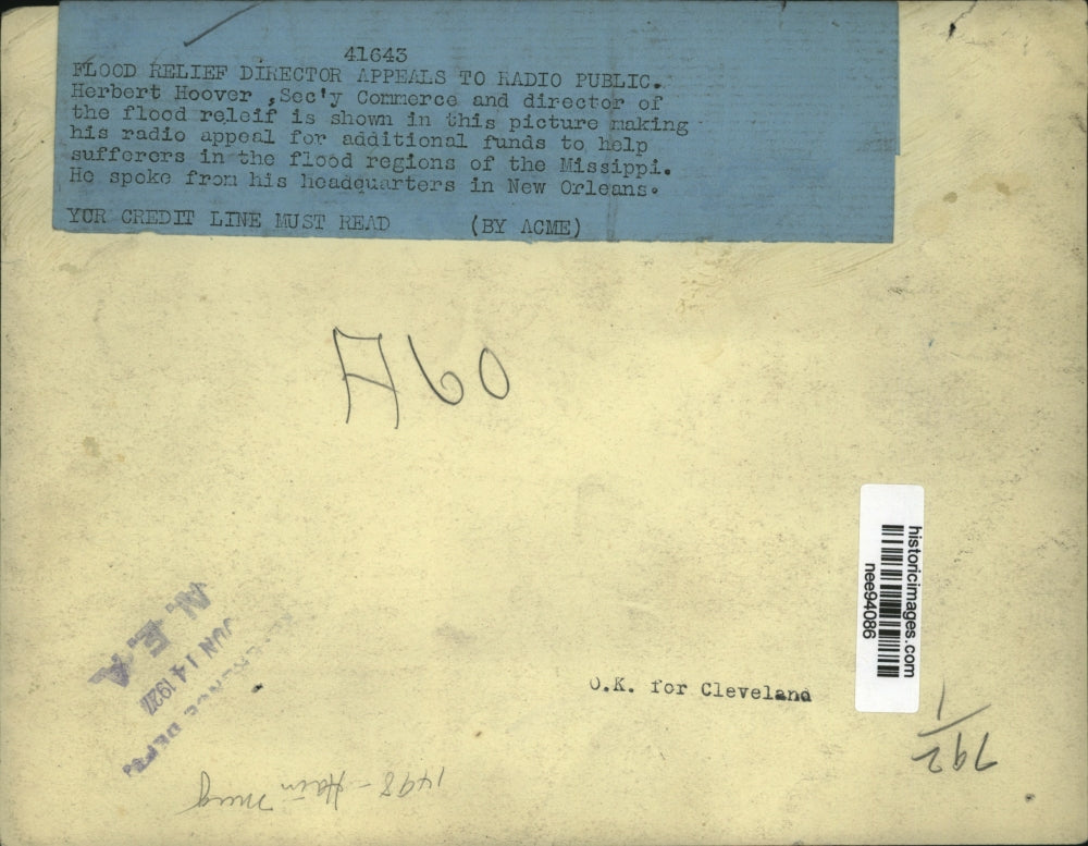 1927 Press Photo Commerce Secretary Herbert Hoover makes appeal for funding