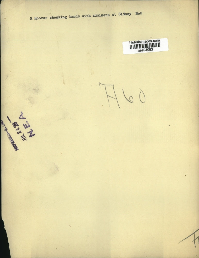 1928 Press Photo Herbert Hoover shakes hands with admirers in Sidney NE