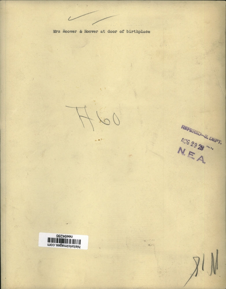 1928 Press Photo President & Mrs Herbert Hoover visit his birthplace - nee94286