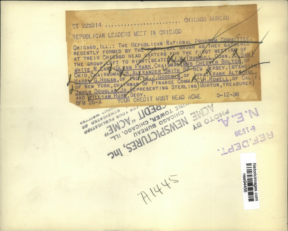 1938 Press Photo Meeting of Republican National Program Committee - nee94456